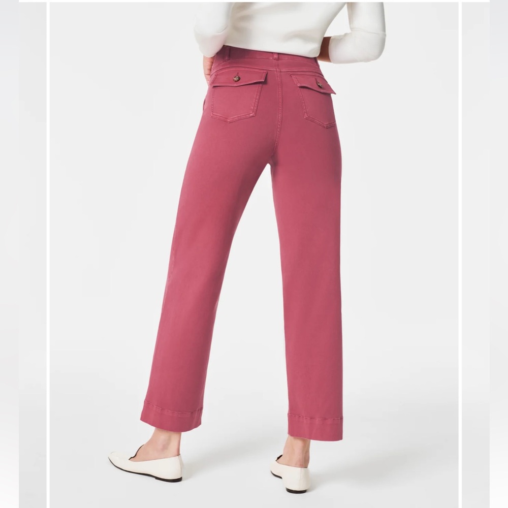 New Spanx Stretch Twill Cropped Pants Soft Berry Red PS New With Tags